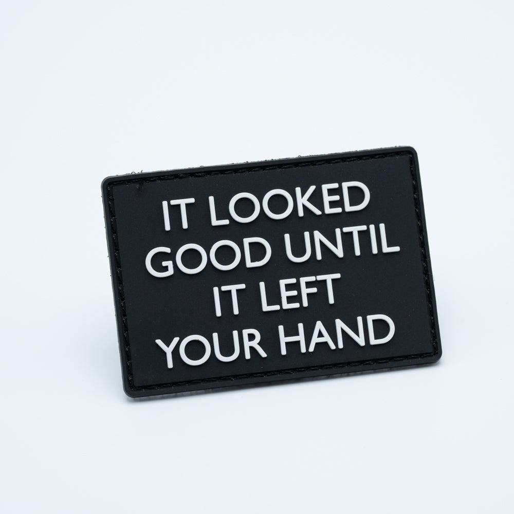 Discgolf patch in pvc with the text It Looked good until it left your hand