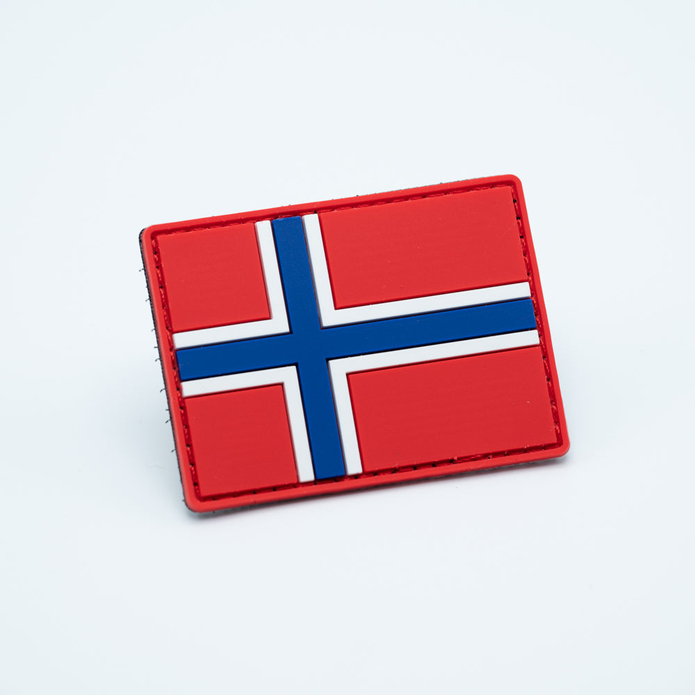 Discgolf patch in PVC with the norweigan flag
