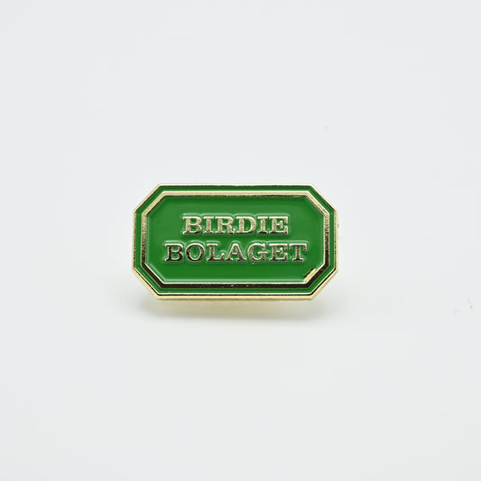 Discgolf pin with the text Birdie Bolaget