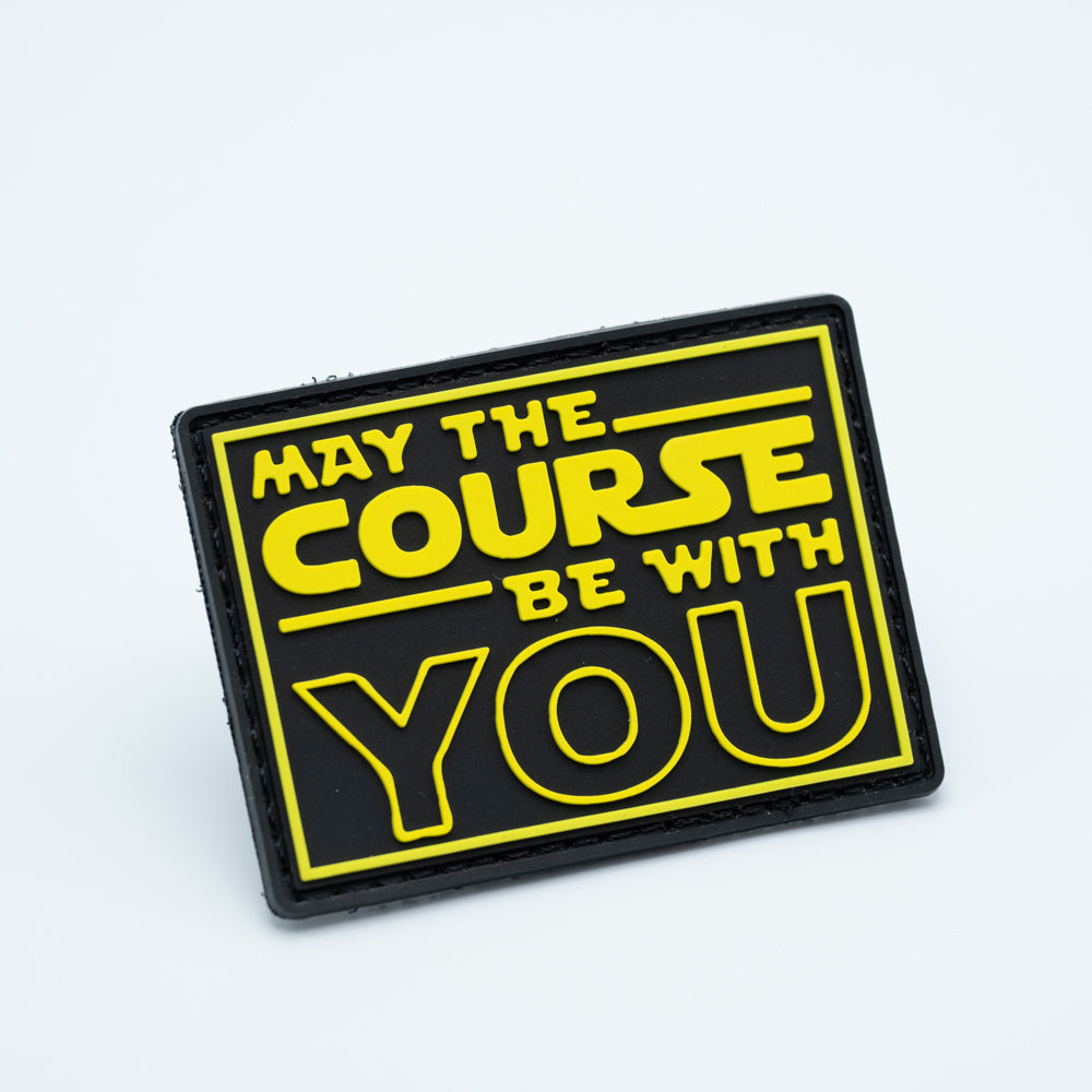 Discgolf patch in pvc with the text May The Course Be With You